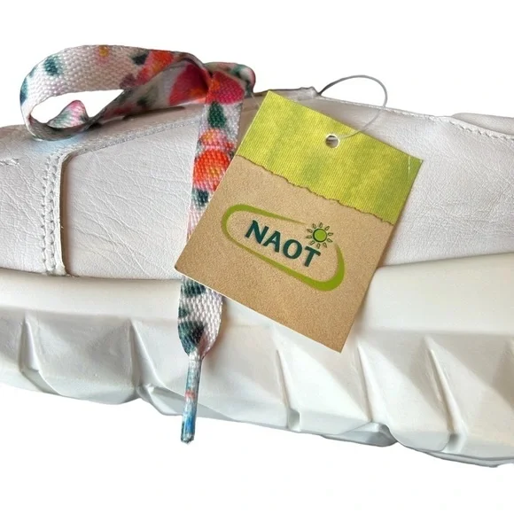 NAOT Eliot’s Top Quality White Leather Lace Up Side Zip Slip Sneakers - Picture 12 of 16